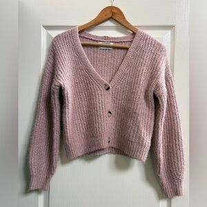 Girls Old Navy Dusty Pink Chunky V-Neck Button Cardigan, Sz L (10-12)